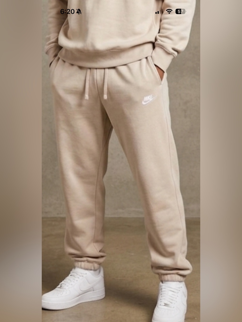 Nike Club Fleece Joggers Beige Tan Sweatpants Cream Loose Fit Size M